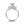 14k White Gold Three Stone Engagement Ring with Diamond Band