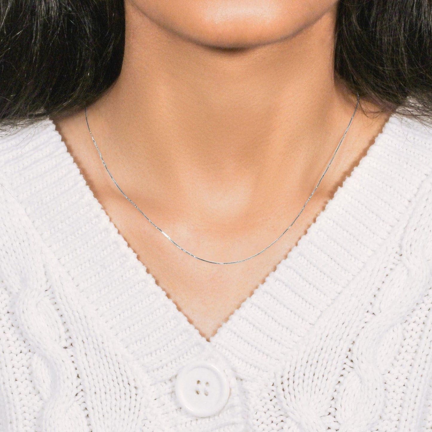 18k White Gold Box Chain 0.6mm (0.60 mm)