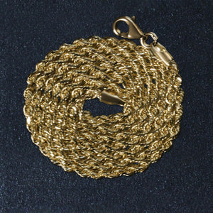 14k Yellow Gold Solid Diamond Cut Rope Chain (2.50 mm)