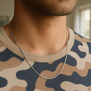 Sterling Silver Rhodium Plated Box Chain (1.30 mm)
