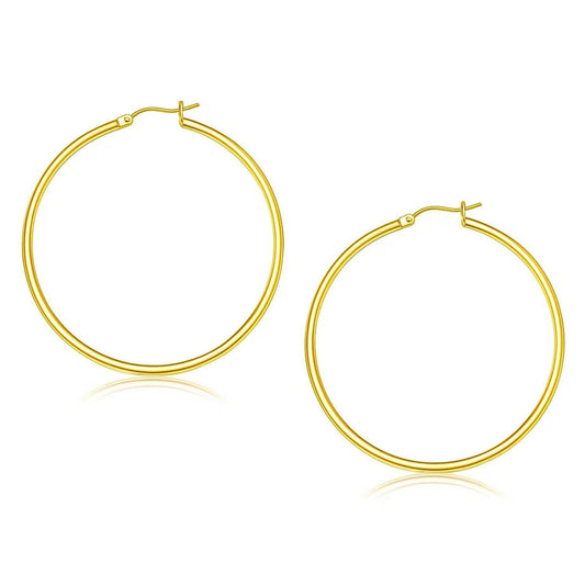 14k Yellow Gold Polished Hoop Earrings (2x45mm)