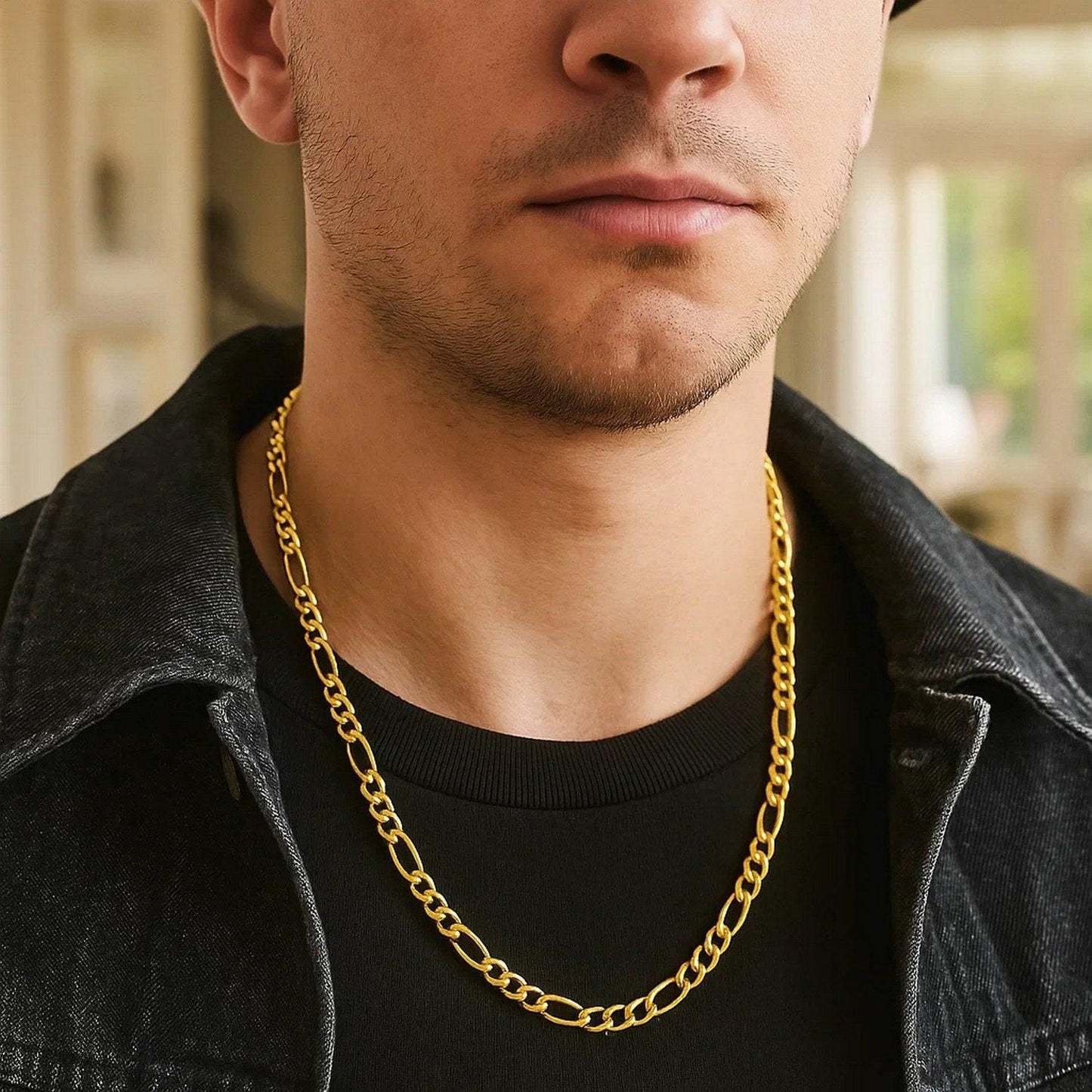 14k Yellow Gold Solid Figaro Chain (6.00 mm)