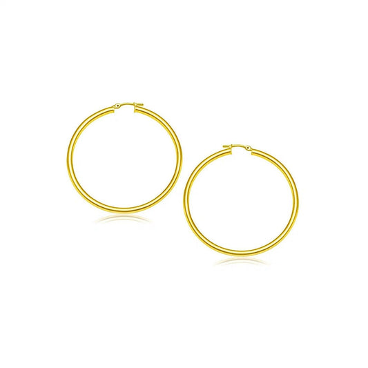 14k Yellow Gold Polished Hoop Earrings (3x20mm)