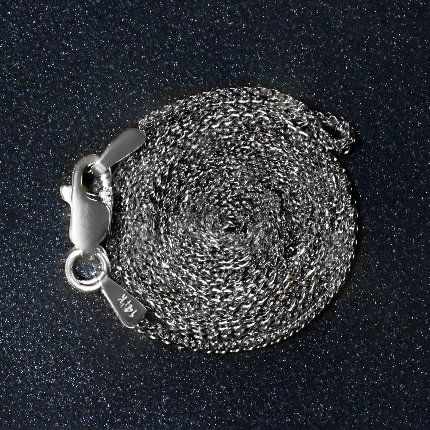 14k White Gold Diamond Cut Round Wheat Chain (1.00 mm)