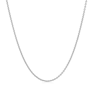 14k White Gold Oval Cable Link Chain (1.10 mm)