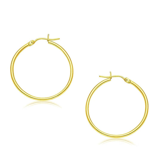 14k Yellow Gold Polished Hoop Earrings (2x30mm)