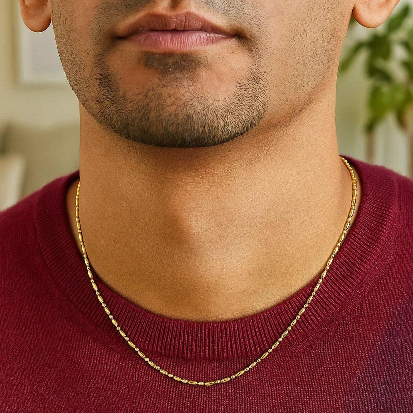 14k Yellow Gold Diamond-Cut Alternating Bead Chain (1.10 mm)