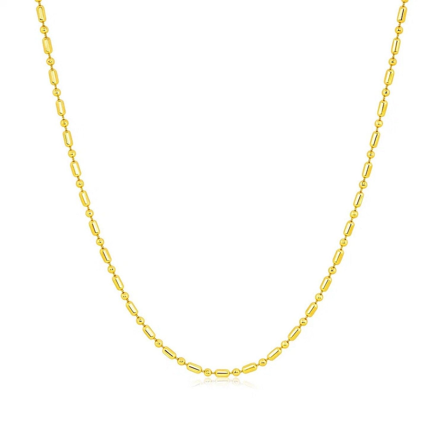 14k Yellow Gold Diamond-Cut Alternating Bead Chain (1.10 mm)
