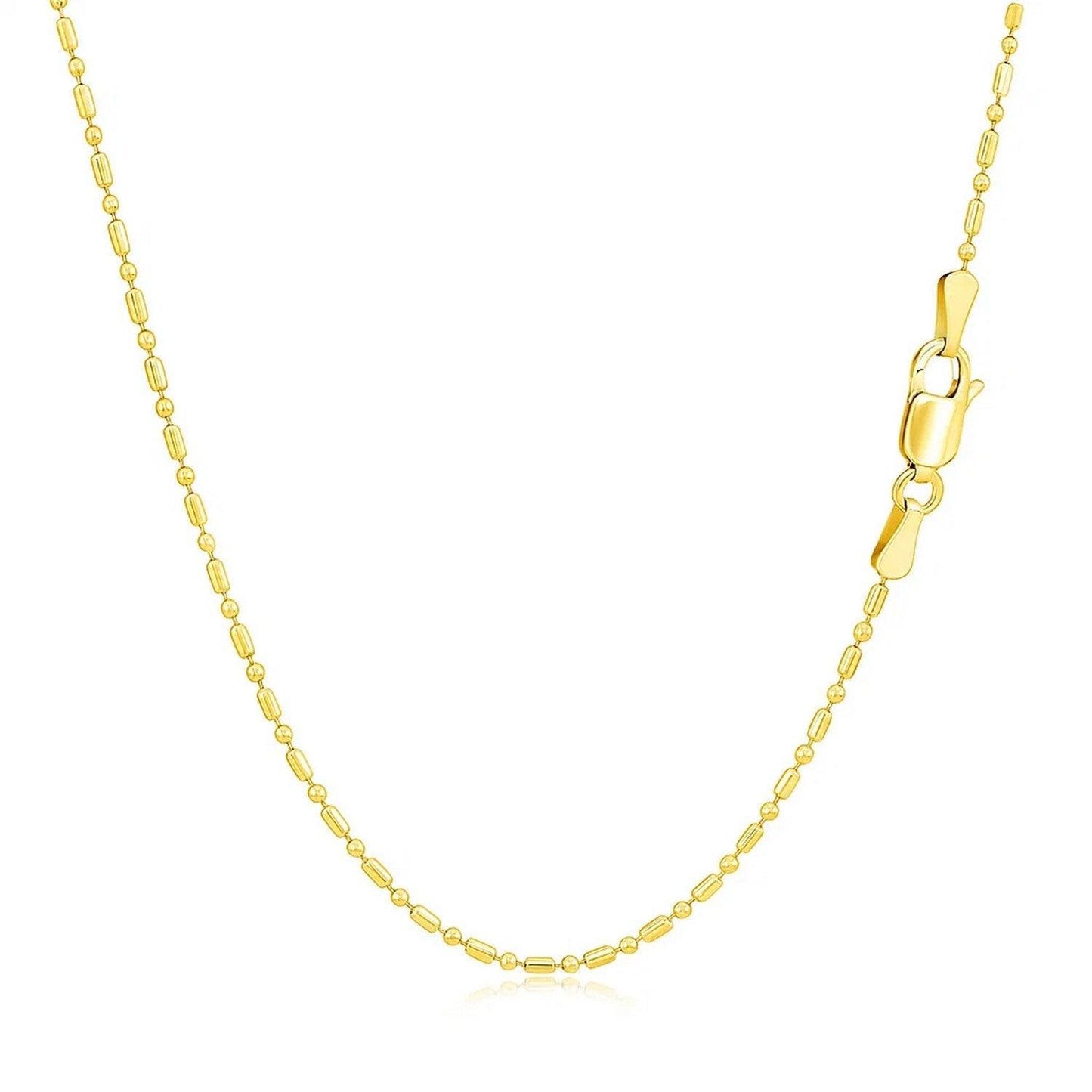 14k Yellow Gold Diamond-Cut Alternating Bead Chain (1.10 mm)