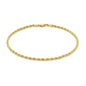 14k Yellow Gold Solid Diamond Cut Rope Bracelet (3.00 mm)