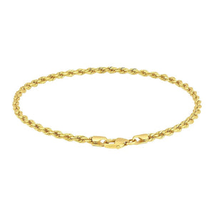 14k Yellow Gold Solid Diamond Cut Rope Bracelet (3.00 mm)