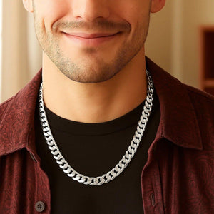 Rhodium Plated Sterling Silver Curb Style Chain (8.40 mm)