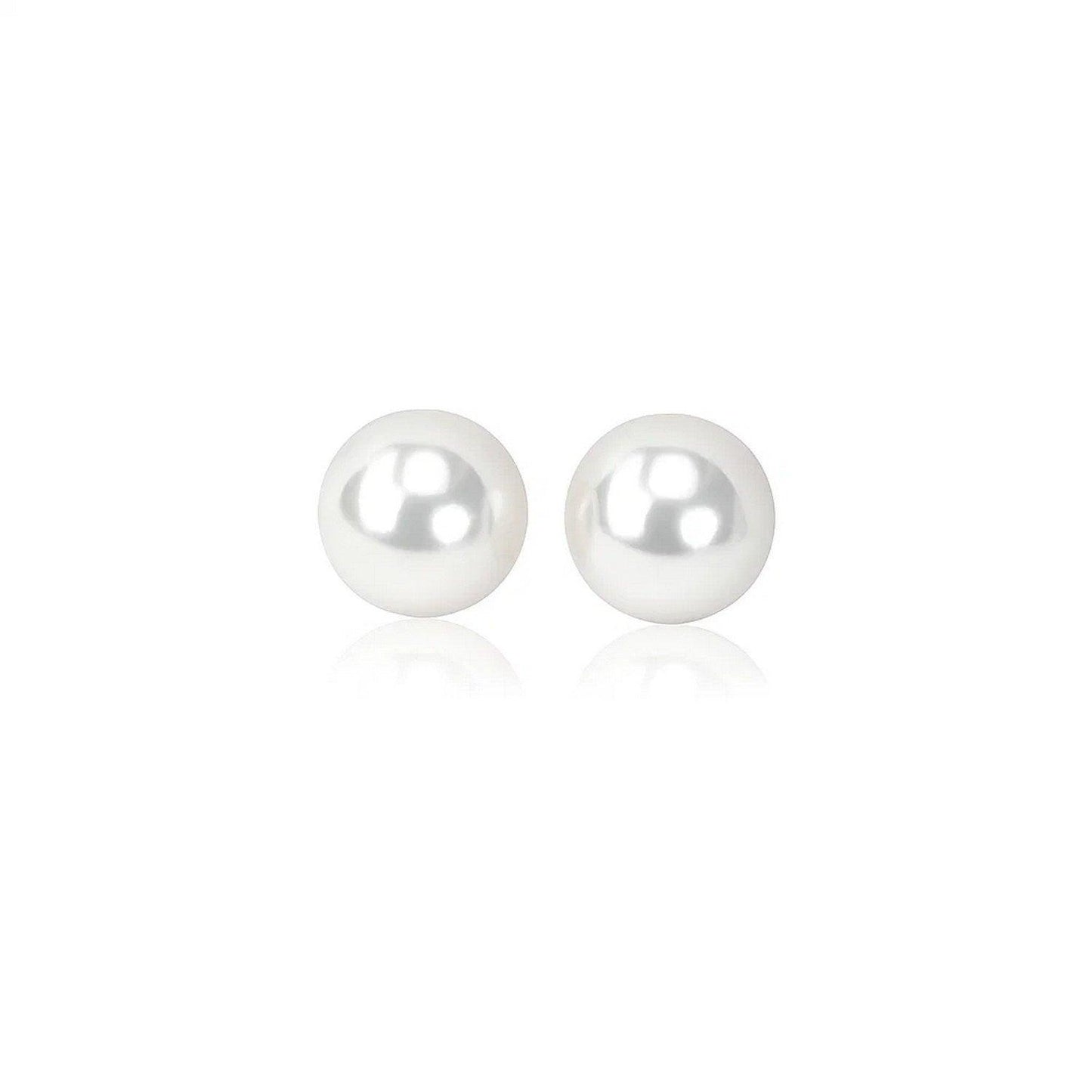 14k Yellow Gold Freshwater Cultured White Pearl Stud Earrings (5mm)