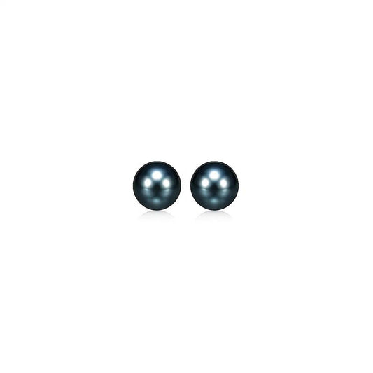 14k Yellow Gold Cultured Black Pearl Stud Earrings (6mm)