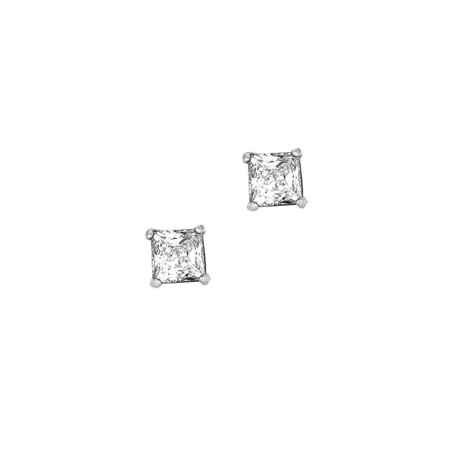 Sterling Silver Princess CZ Stud Earrings (5.00 mm)
