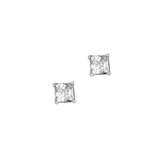 Sterling Silver Princess CZ Stud Earrings (5.00 mm)