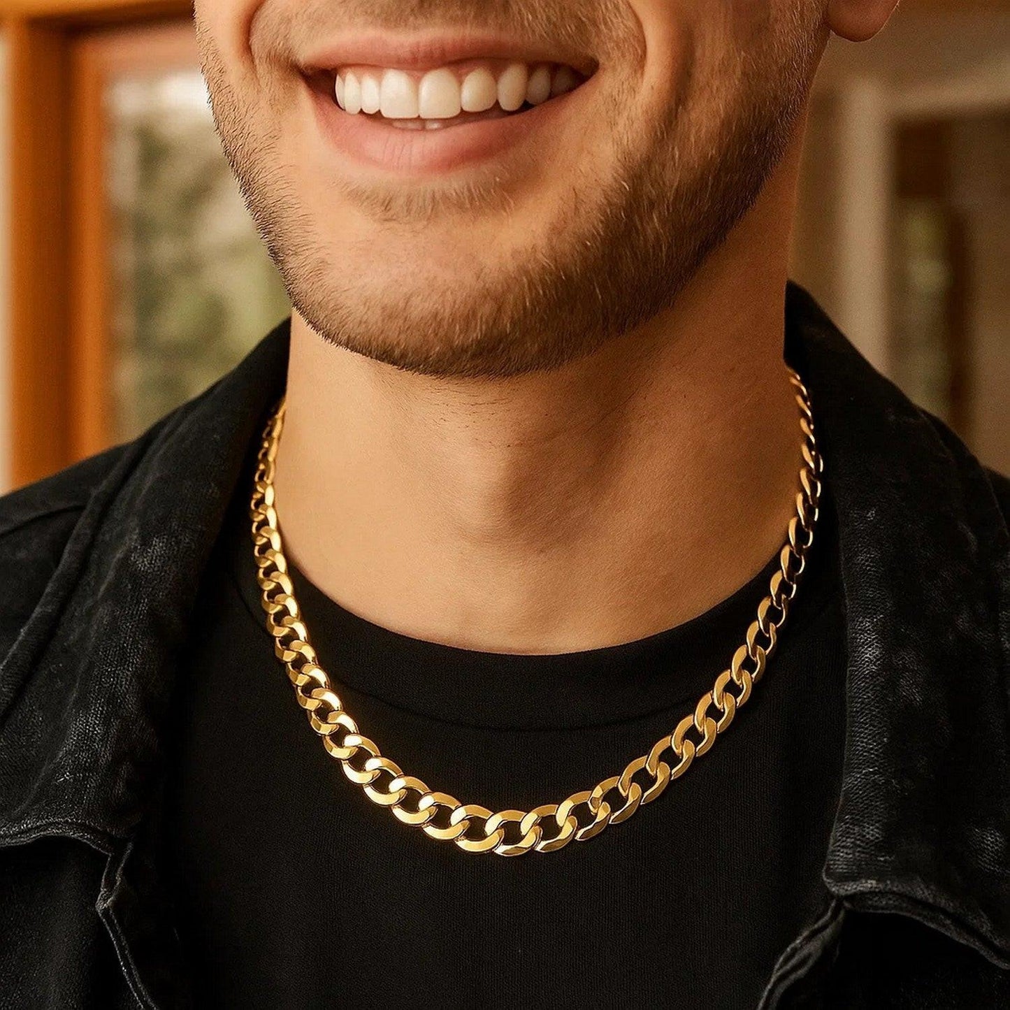 14k Yellow Gold Solid Curb Chain (8.20 mm)