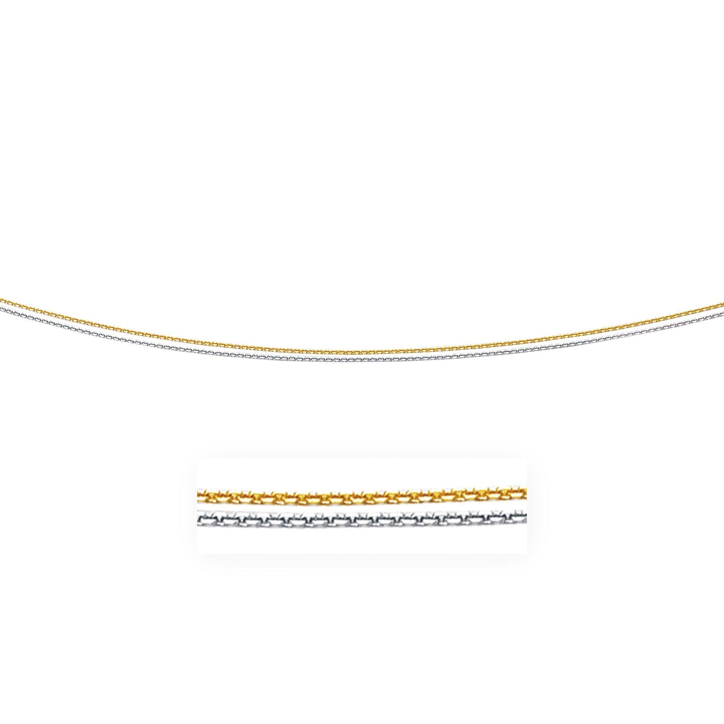 14k TwoTone Double Strand Cable Pendant Chain (1.1 mm)