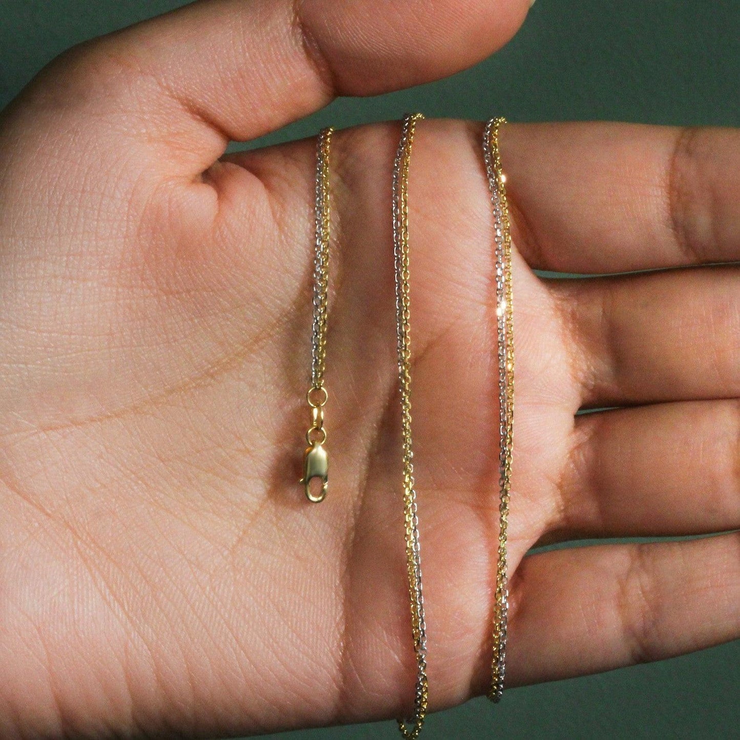 14k TwoTone Double Strand Cable Pendant Chain (1.1 mm)