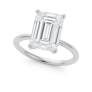 5 Carat Emerald Lab Grown IGI G/VS1 Diamond Solitaire Ring in 14K White Gold