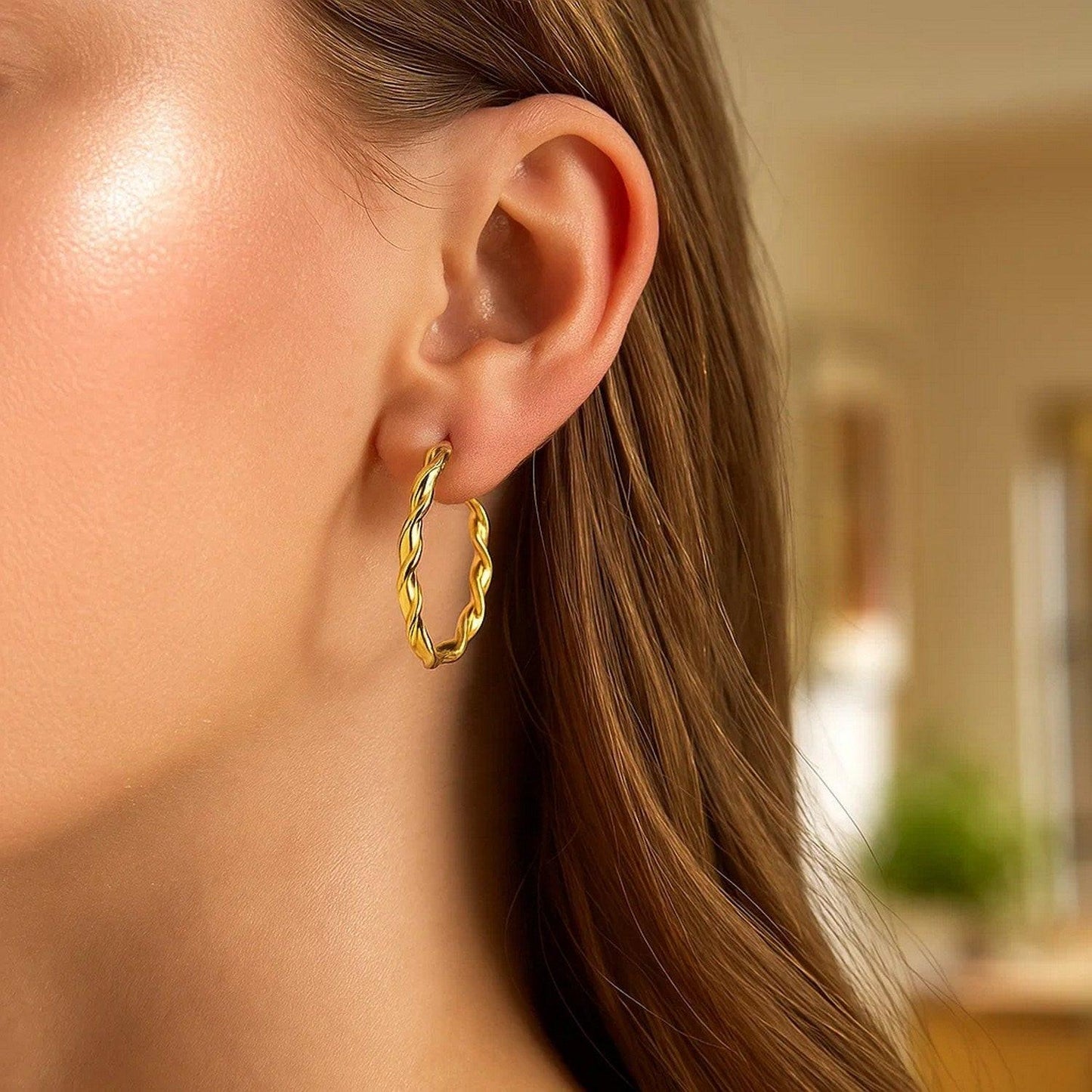 14k Yellow Gold Hoop Earrings (25mm)