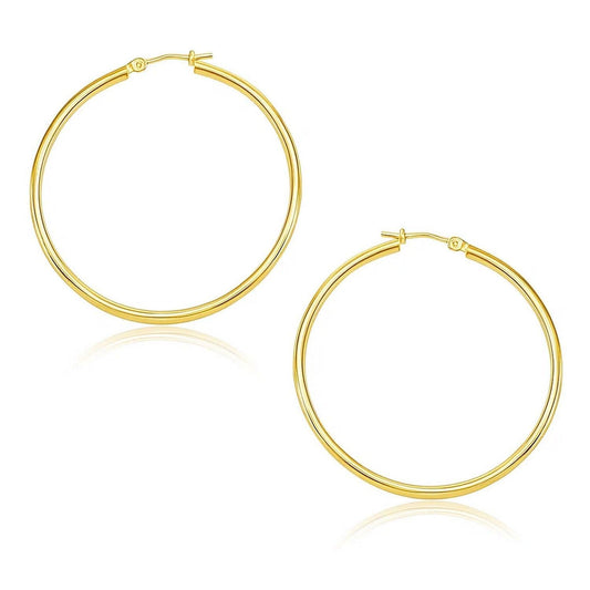 14k Yellow Gold Polished Hoop Earrings (1.5x30mm)
