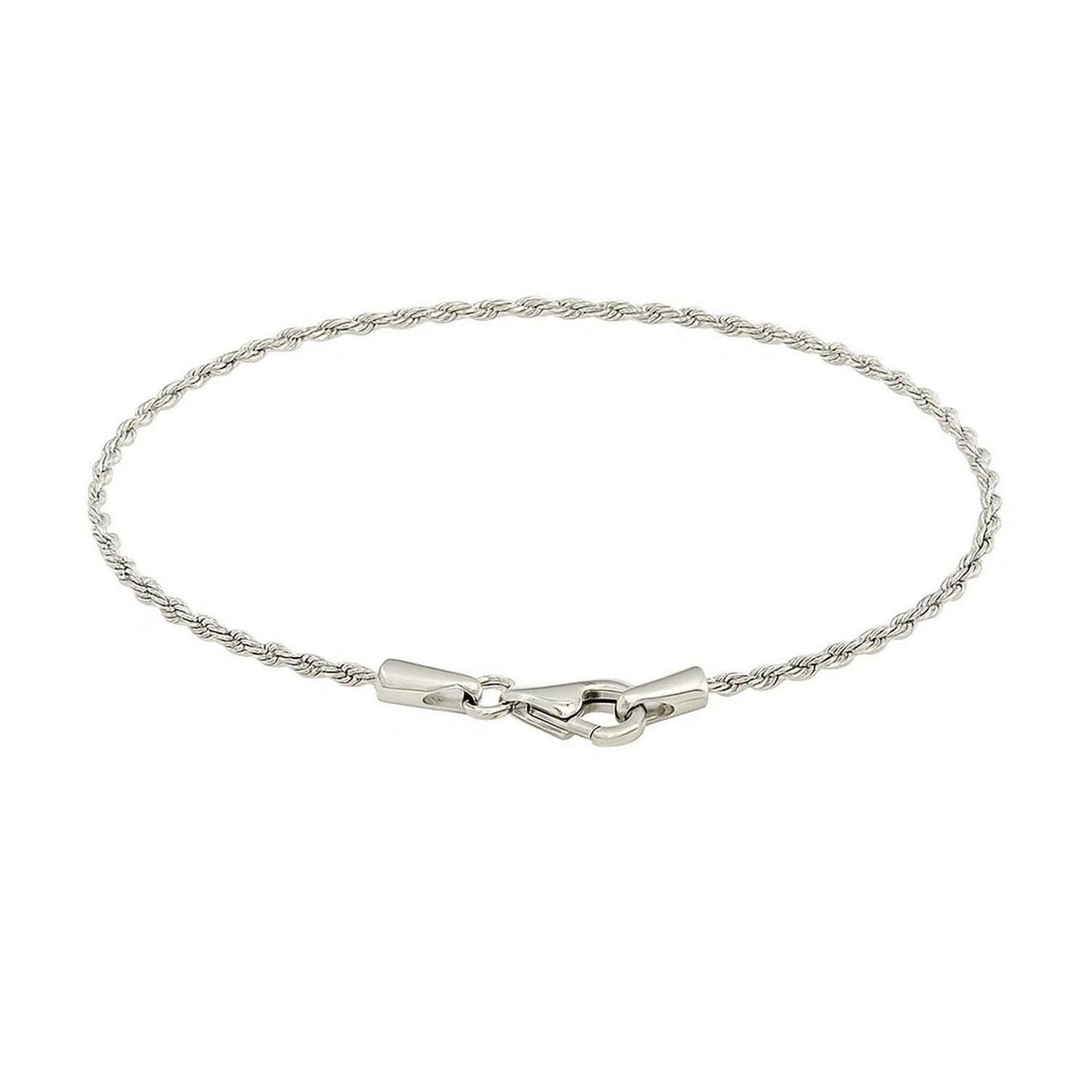 14k White Gold Solid Diamond Cut Rope Bracelet (1.60 mm)