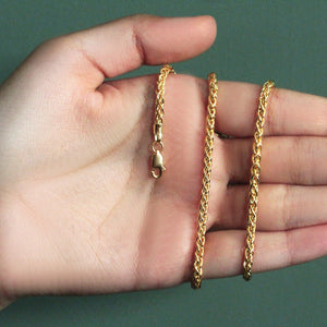 14k Yellow Gold Light Weight Wheat Chain (3.20 mm)