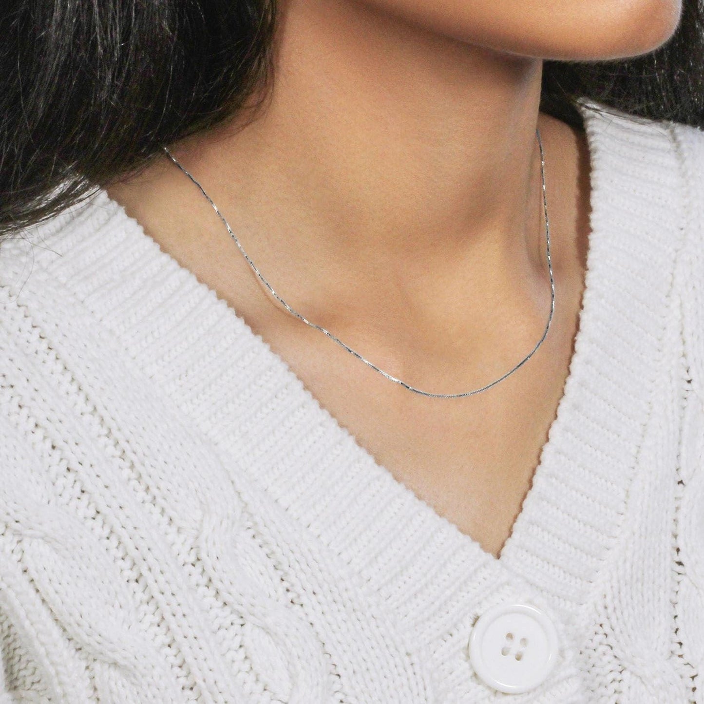 10k White Gold Classic Box Chain (0.60 mm)