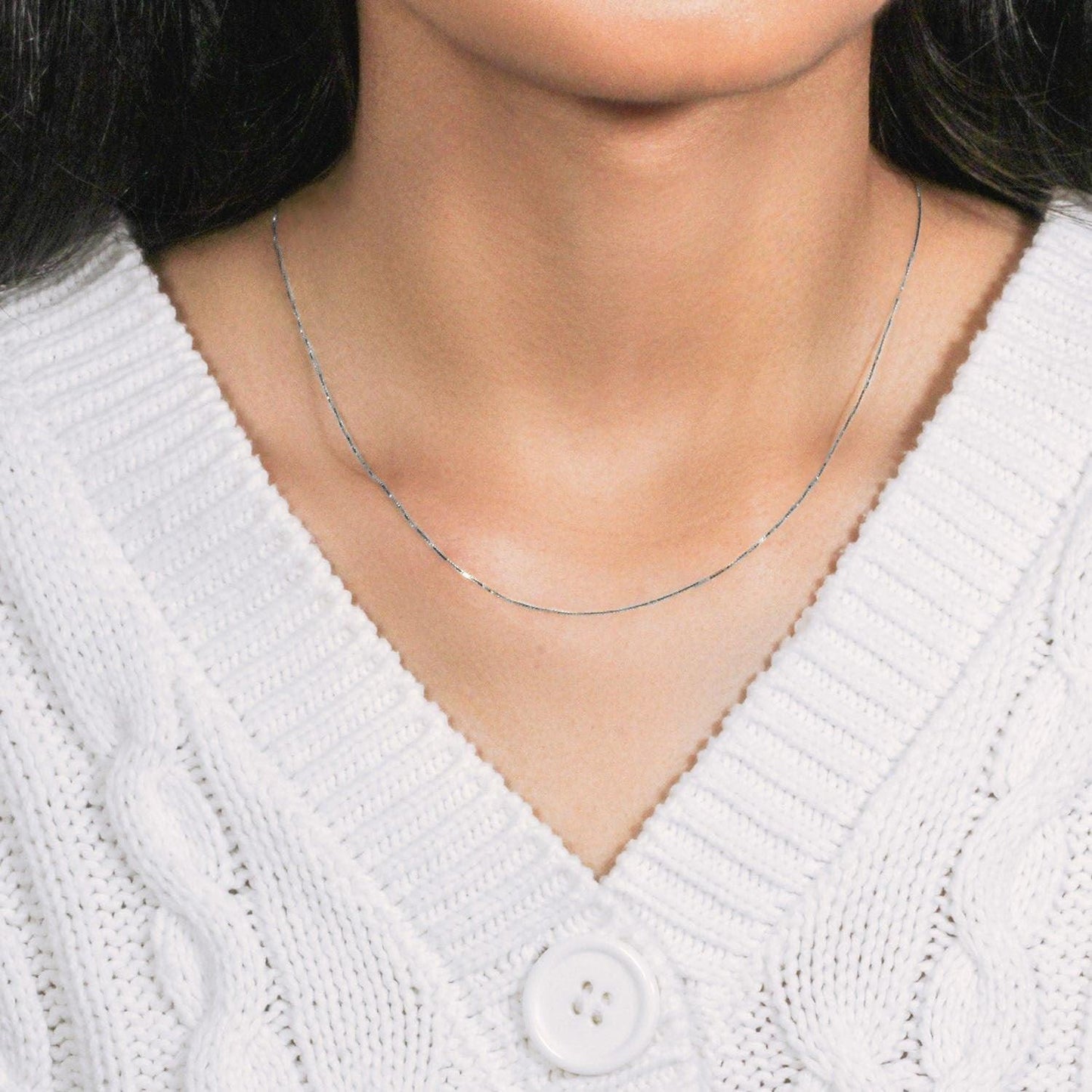 10k White Gold Classic Box Chain (0.60 mm)