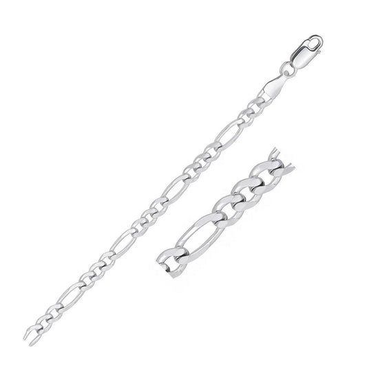 14k White Gold Solid Figaro Chain (4.50 mm)