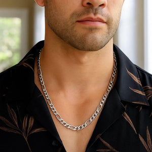 14k White Gold Solid Figaro Chain (4.50 mm)