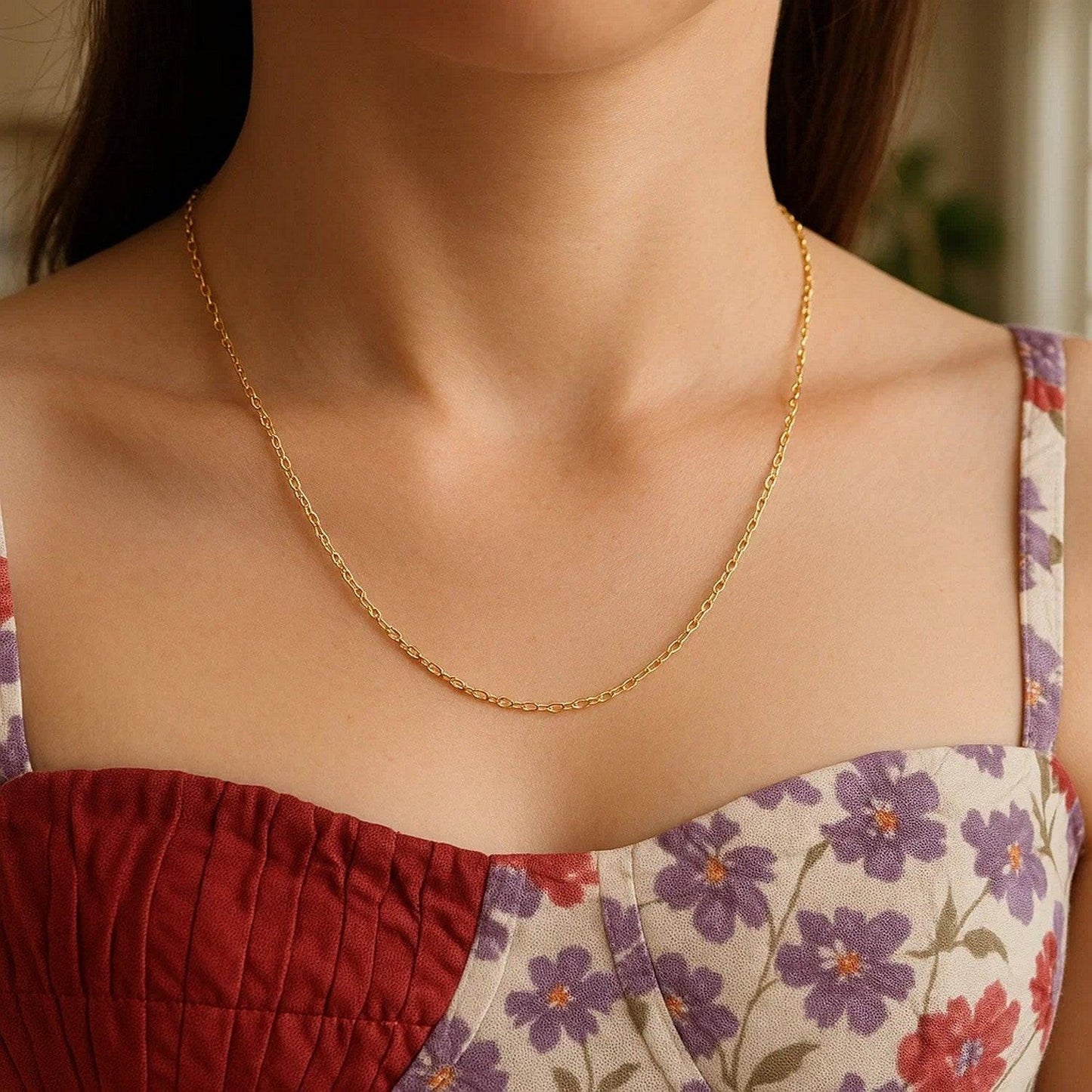 14k Yellow Gold Oval Cable Link Chain (1.20 mm)