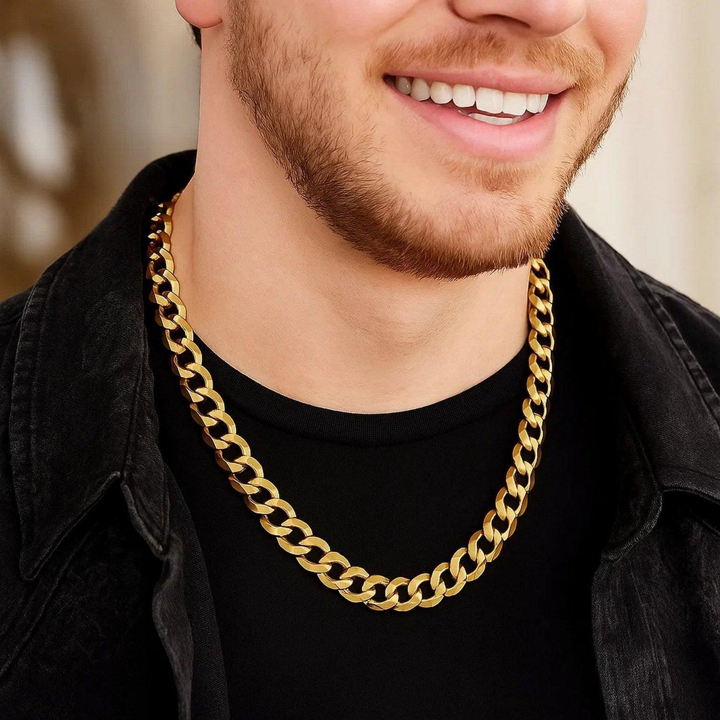 14k Yellow Gold Solid Curb Chain (10.00 mm)