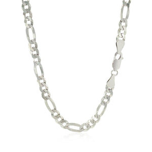 Rhodium Plated Sterling Silver Figaro Style Chain (5.40 mm)