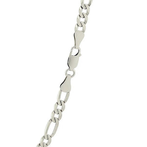 Rhodium Plated Sterling Silver Figaro Style Chain (5.40 mm)