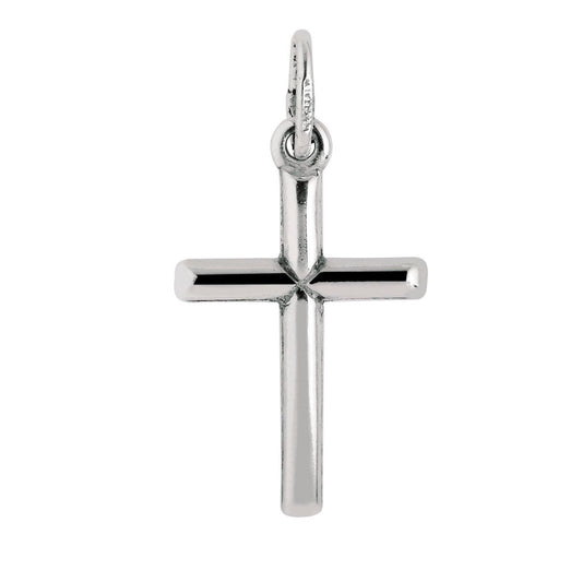 Sterling Silver Rhodium Plated Small Tube Cross Pendant