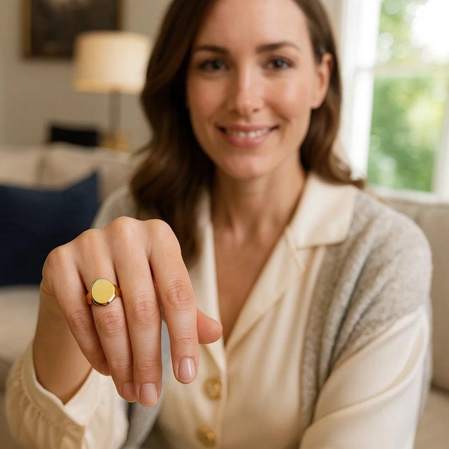 14K Yellow Gold Oval Signet Ring