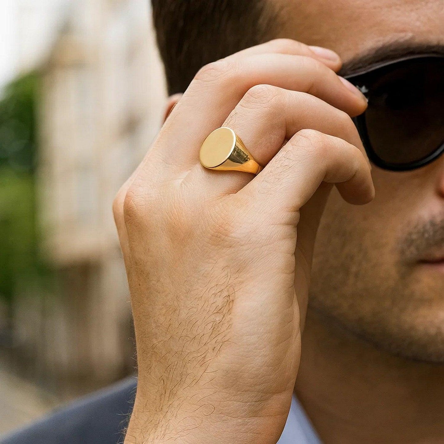 14K Yellow Gold Oval Signet Ring