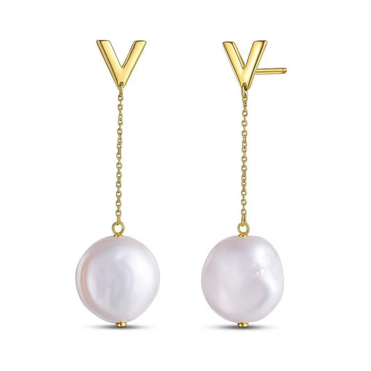 14k Yellow Gold Tesoro Pearl Drop Earrings