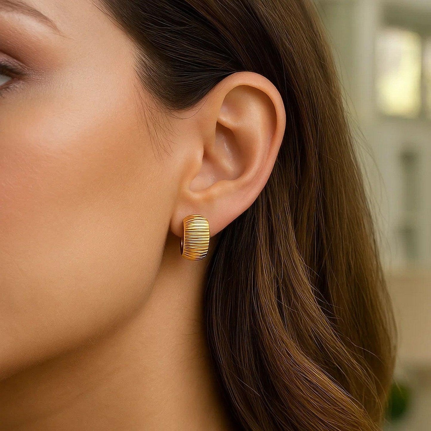 Reversible Textured and Smooth Snuggable Earrings in 10k Yellow Gold