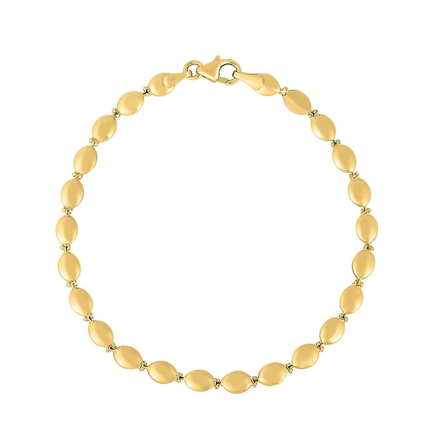 14K Yellow Gold Pebble Bead Chain Bracelet (4.00 mm)