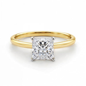 1.50Ct Princess Lab Grown IGI G/VS1 Diamond Ring in 14K Yellow Gold