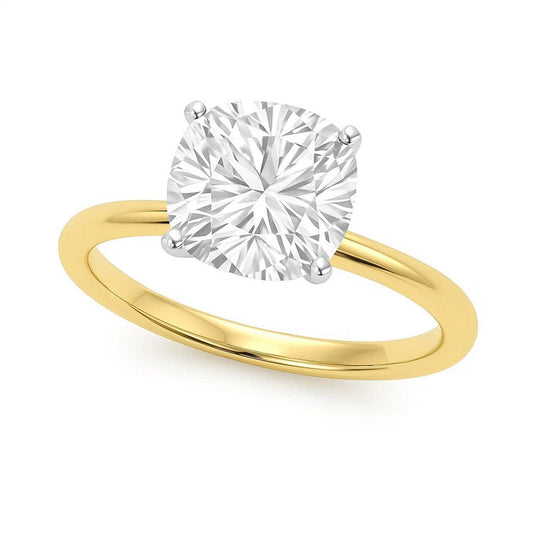 5 Carat Cushion Lab Grown IGI G/VS1 Diamond Solitaire Ring in 10K Yellow Gold