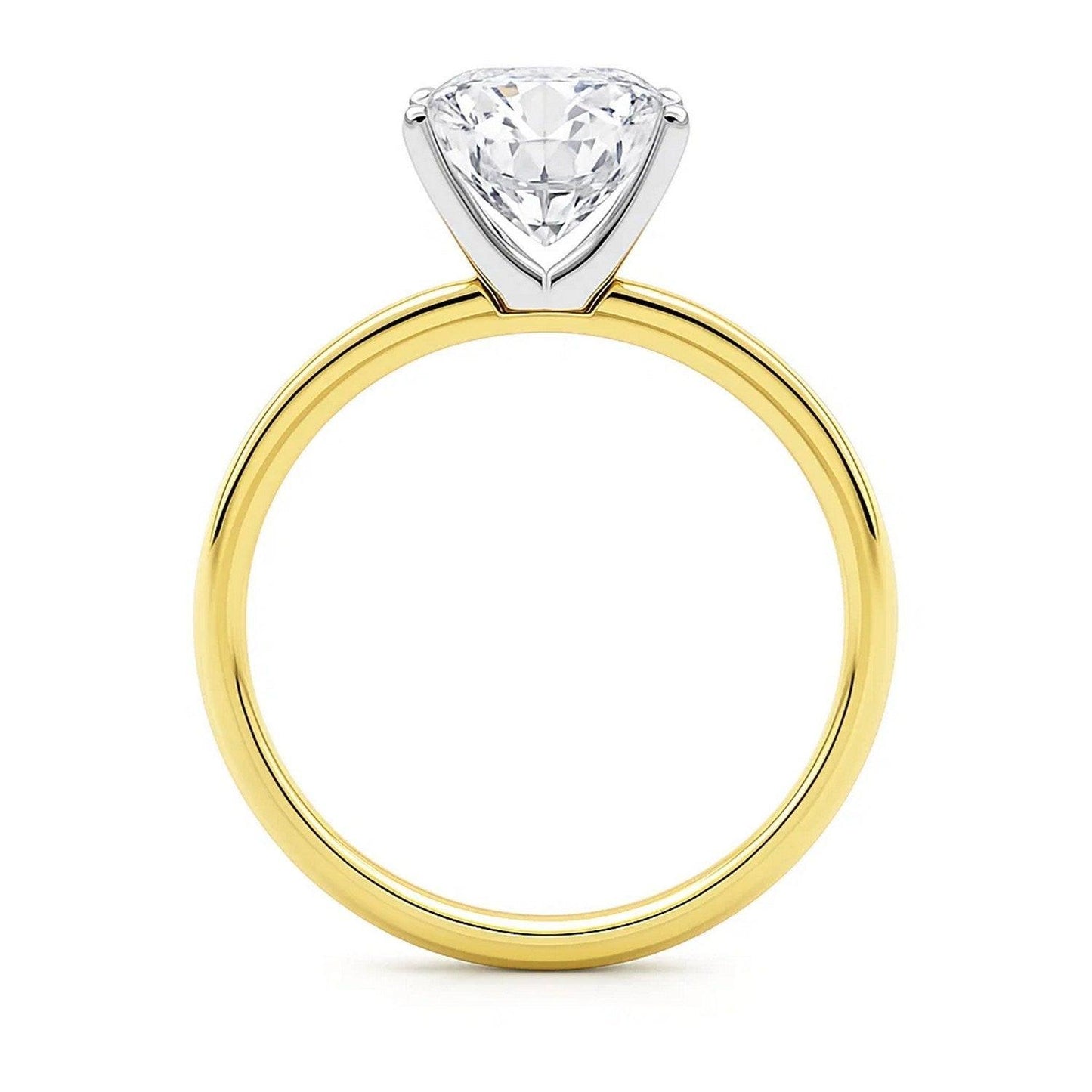 5 Carat Cushion Lab Grown IGI G/VS1 Diamond Solitaire Ring in 10K Yellow Gold