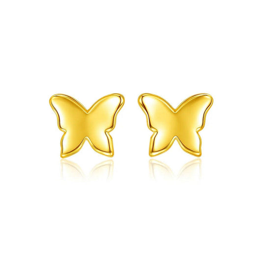 14k Yellow Gold Polished Butterfly Earrings