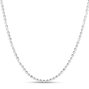 Sterling Silver Rhodium Plated Moon Cut Bead Chain (2.50 mm)