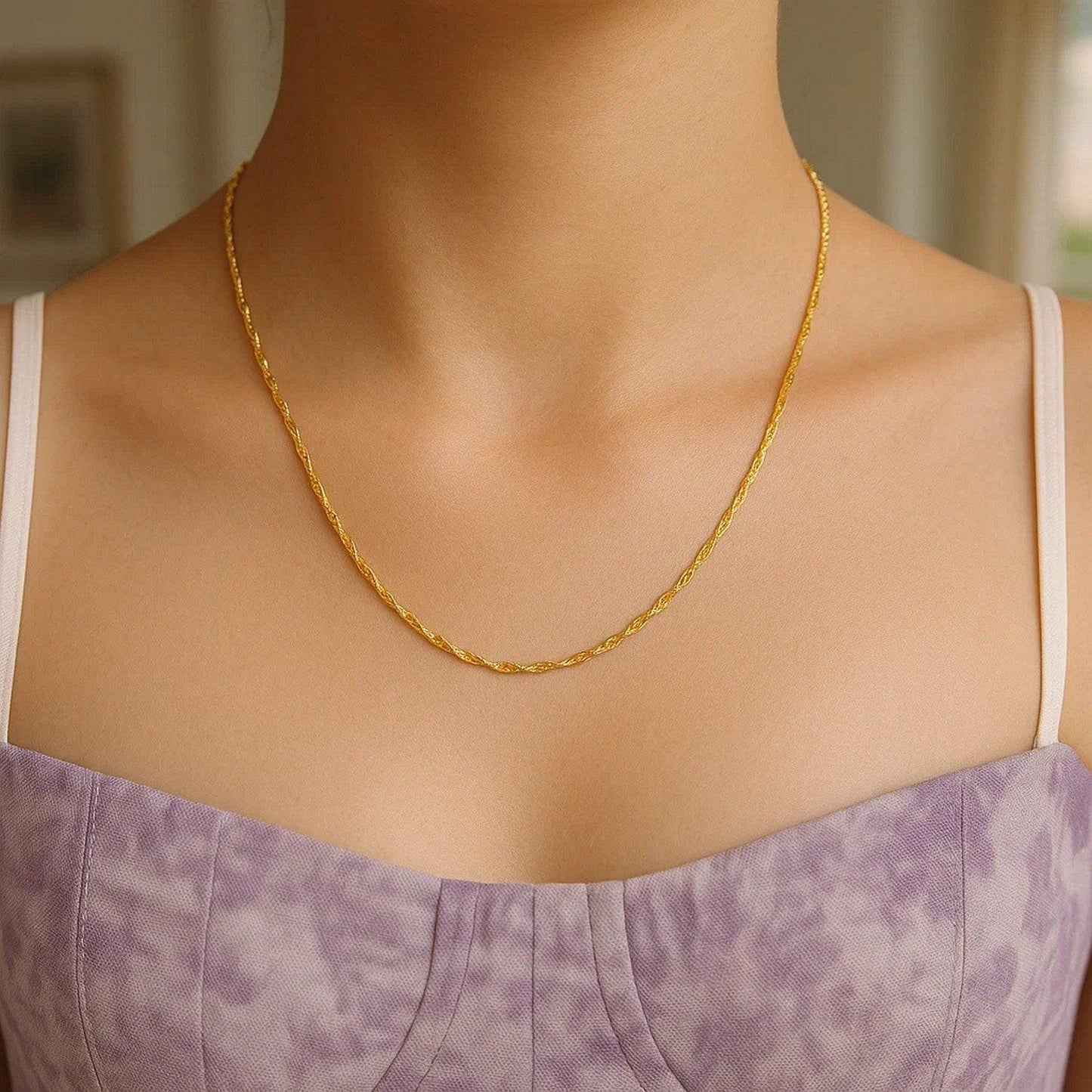 14k Yellow Gold Singapore Chain 0.6mm (0.60 mm)