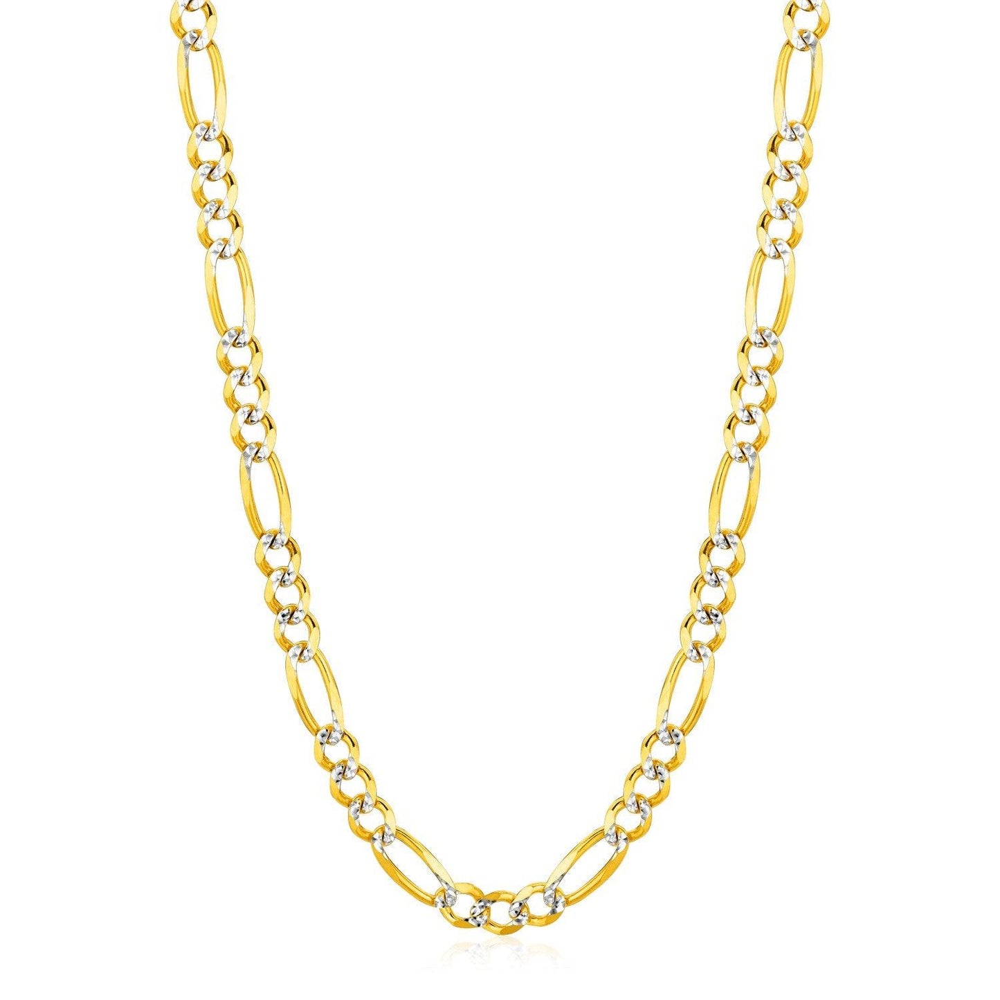14K Yellow Gold Solid Pave Figaro Chain (5.90 mm)