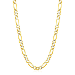 14K Yellow Gold Solid Pave Figaro Chain (5.90 mm)